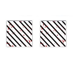 Elegant Black, Red And White Lines Cufflinks (square)