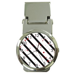 Elegant Black, Red And White Lines Money Clip Watches