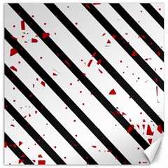 Elegant Black, Red And White Lines Canvas 16  X 16  