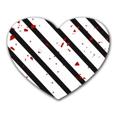 Elegant Black, Red And White Lines Heart Mousepads