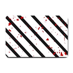 Elegant Black, Red And White Lines Small Doormat 