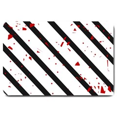 Elegant Black, Red And White Lines Large Doormat 