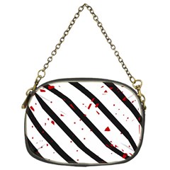 Elegant Black, Red And White Lines Chain Purses (one Side)  by Valentinaart