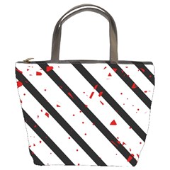 Elegant Black, Red And White Lines Bucket Bags by Valentinaart