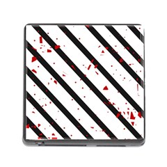 Elegant Black, Red And White Lines Memory Card Reader (square) by Valentinaart