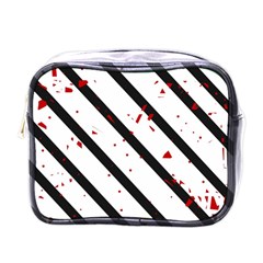 Elegant Black, Red And White Lines Mini Toiletries Bags by Valentinaart