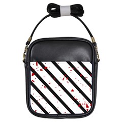 Elegant Black, Red And White Lines Girls Sling Bags