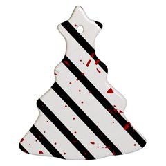 Elegant Black, Red And White Lines Christmas Tree Ornament (2 Sides)