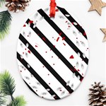 Elegant black, red and white lines Ornament (Oval Filigree)  Front