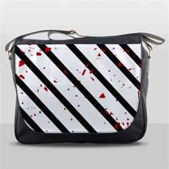 Elegant Black, Red And White Lines Messenger Bags