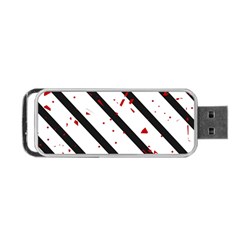 Elegant Black, Red And White Lines Portable Usb Flash (one Side)