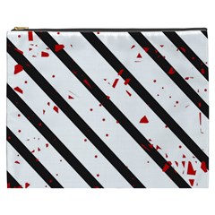 Elegant Black, Red And White Lines Cosmetic Bag (xxxl)  by Valentinaart