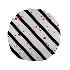 Elegant Black, Red And White Lines Standard 15  Premium Round Cushions by Valentinaart