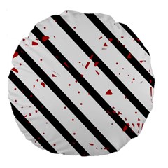 Elegant Black, Red And White Lines Large 18  Premium Round Cushions by Valentinaart