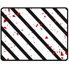 Elegant Black, Red And White Lines Double Sided Fleece Blanket (medium) 