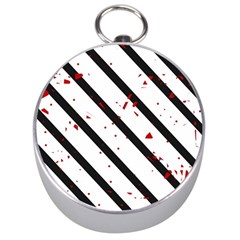 Elegant Black, Red And White Lines Silver Compasses by Valentinaart