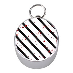 Elegant Black, Red And White Lines Mini Silver Compasses