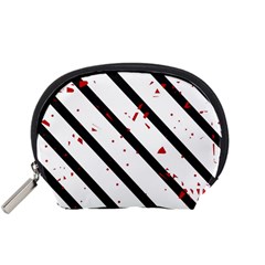 Elegant Black, Red And White Lines Accessory Pouches (small) 