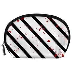 Elegant Black, Red And White Lines Accessory Pouches (large) 