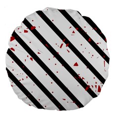 Elegant Black, Red And White Lines Large 18  Premium Flano Round Cushions