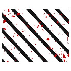 Elegant Black, Red And White Lines Double Sided Flano Blanket (medium) 