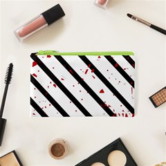 Elegant Black, Red And White Lines Cosmetic Bag (xs)