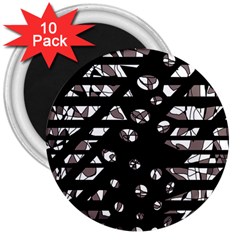 Gray Abstract Design 3  Magnets (10 Pack) 