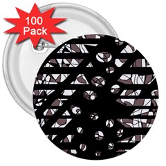 Gray Abstract Design 3  Buttons (100 Pack) 