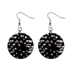 Gray Abstract Design Mini Button Earrings