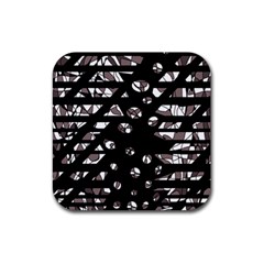 Gray Abstract Design Rubber Coaster (square)  by Valentinaart