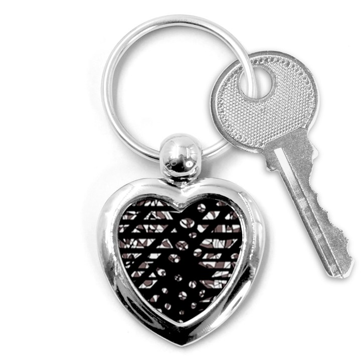 Gray abstract design Key Chains (Heart) 