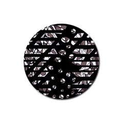 Gray Abstract Design Rubber Round Coaster (4 Pack)  by Valentinaart