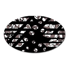 Gray Abstract Design Oval Magnet