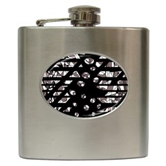 Gray Abstract Design Hip Flask (6 Oz) by Valentinaart