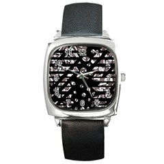 Gray Abstract Design Square Metal Watch