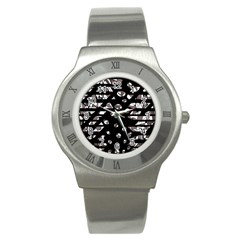 Gray Abstract Design Stainless Steel Watch