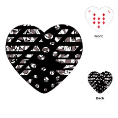 Gray Abstract Design Playing Cards (heart) 