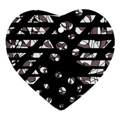 Gray Abstract Design Heart Ornament (2 Sides)