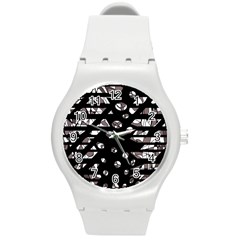 Gray Abstract Design Round Plastic Sport Watch (m)