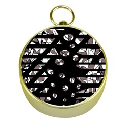 Gray Abstract Design Gold Compasses