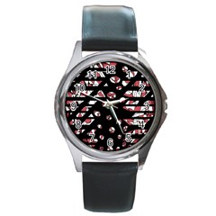 Red Freedam Round Metal Watch