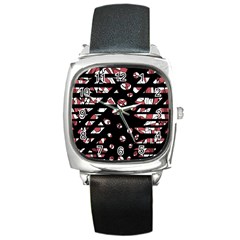 Red Freedam Square Metal Watch