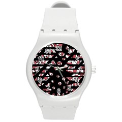 Red Freedam Round Plastic Sport Watch (m) by Valentinaart