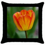 Orange Tulip Throw Pillow Case (Black) Front