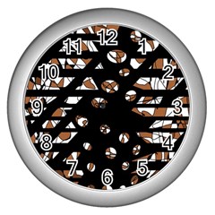 Brown Freedom  Wall Clocks (silver)  by Valentinaart