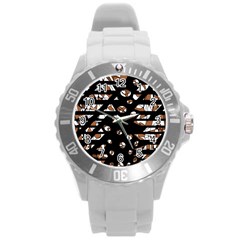 Brown Freedom  Round Plastic Sport Watch (l) by Valentinaart