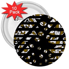 Green Freedom 3  Buttons (10 Pack) 