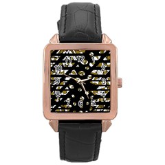 Green Freedom Rose Gold Leather Watch 