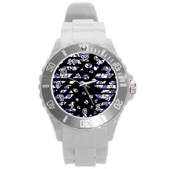 Purple Freedom Round Plastic Sport Watch (l) by Valentinaart