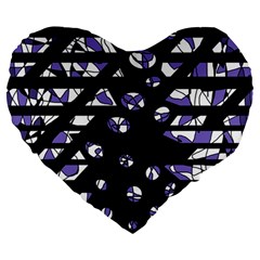 Purple Freedom Large 19  Premium Flano Heart Shape Cushions